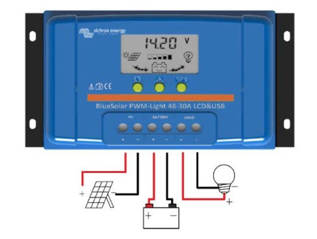 CONTROLADOR VICTRON BLUE SOLAR PWM - LCD Y USB 48V-30A