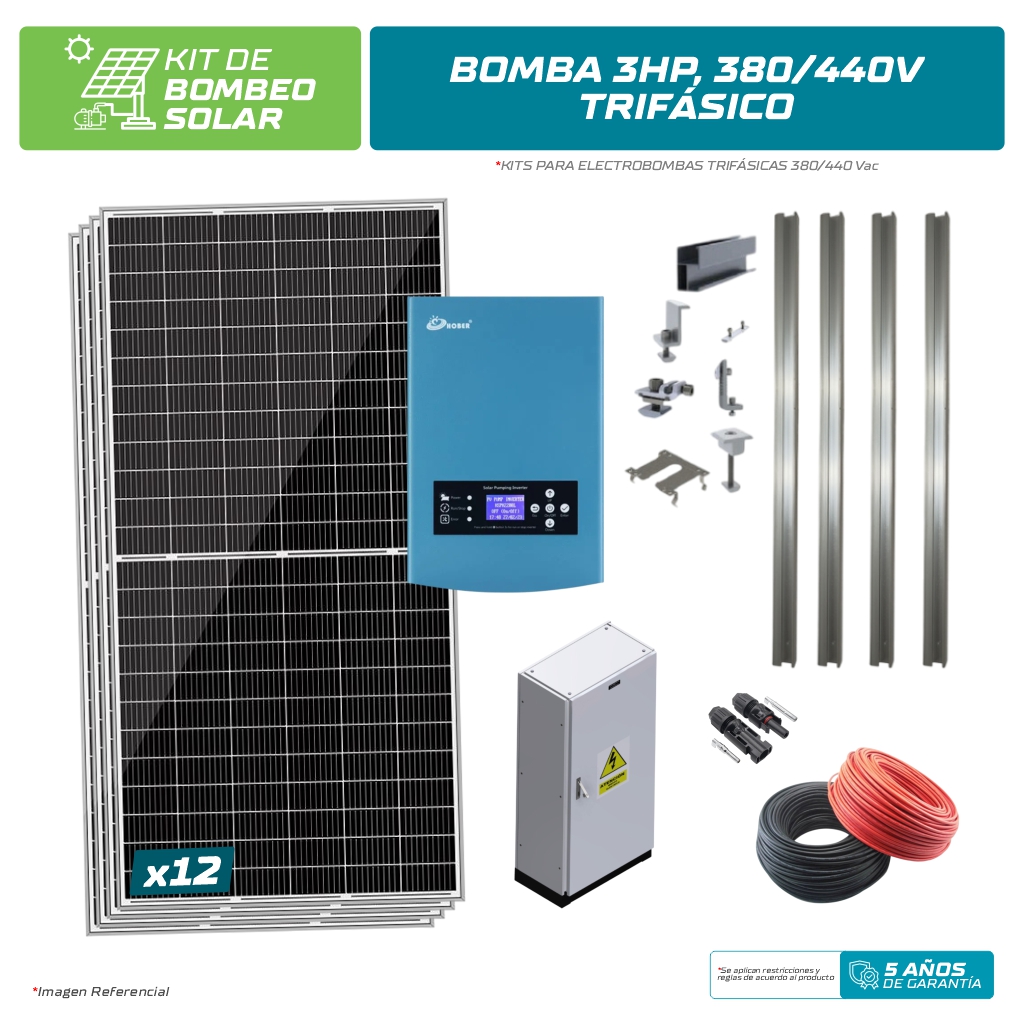 KIT BOMBEO SOLAR PARA BOMBA 3HP, 380/440Vac TRIFÁSICO